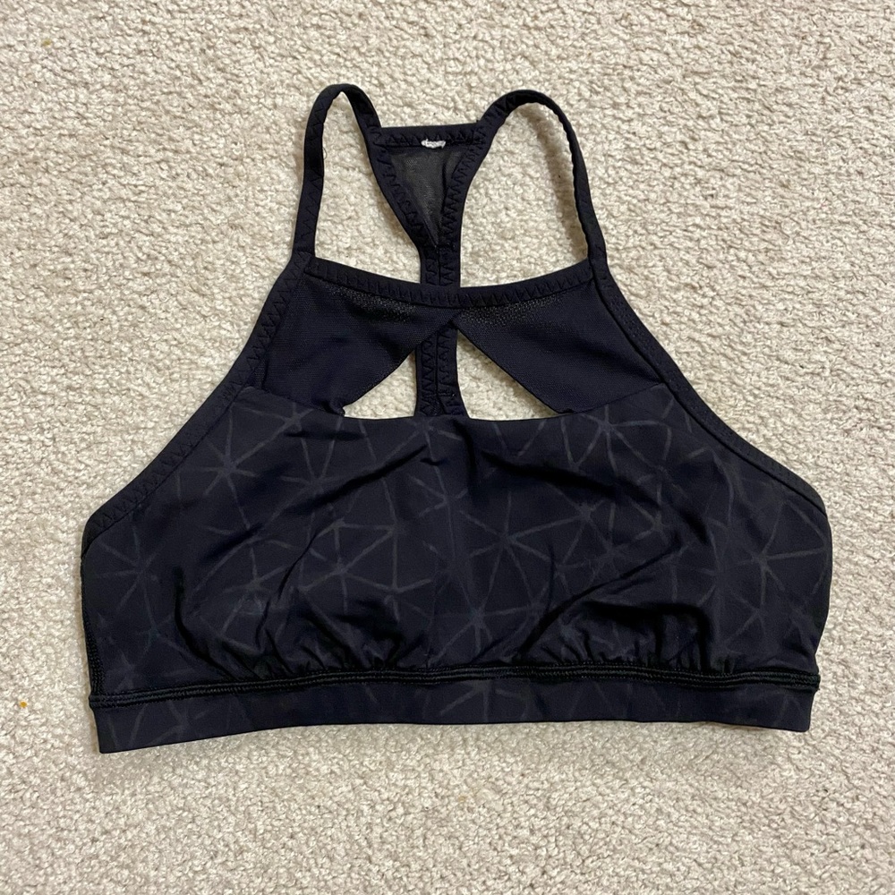 Lululemon High Neck Peep Hole Racerback Sports Bra, Size 6, Black